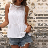 Weißes ärmelloses Top mit Cutout für Damen
